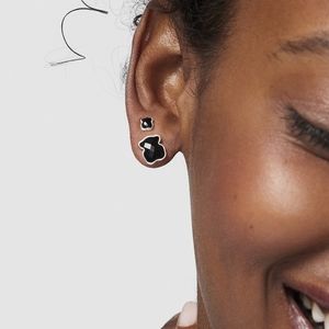 TOUS Silver & Onyx Motif Bear Earrings